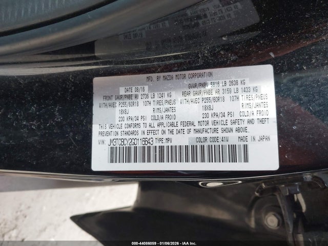Mazda Cx-9 Touring 2016 JM3TCBCY2G0116643 Image 9