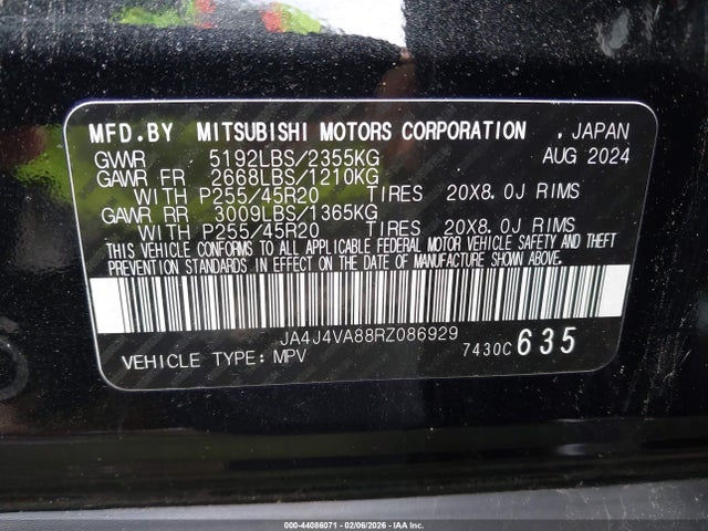 2024 MITSUBISHI OUTLANDER JA4J4VA88RZ086929 Photo 8