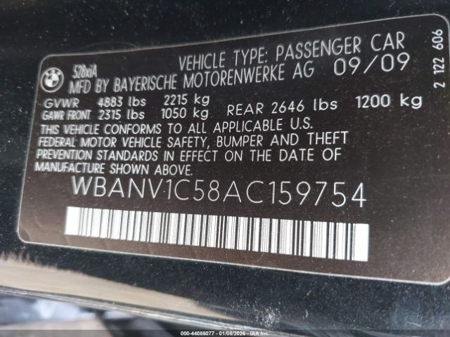 2010 BMW 528I WBANV1C58AC159754 Photo 8