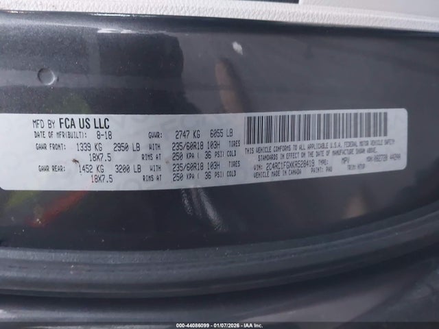 Aukcja sprzedaży 2019 Chrysler Pacifica Touring Plus, vin: 2C4RC1FGXKR528419, numer aukcji: 44086099