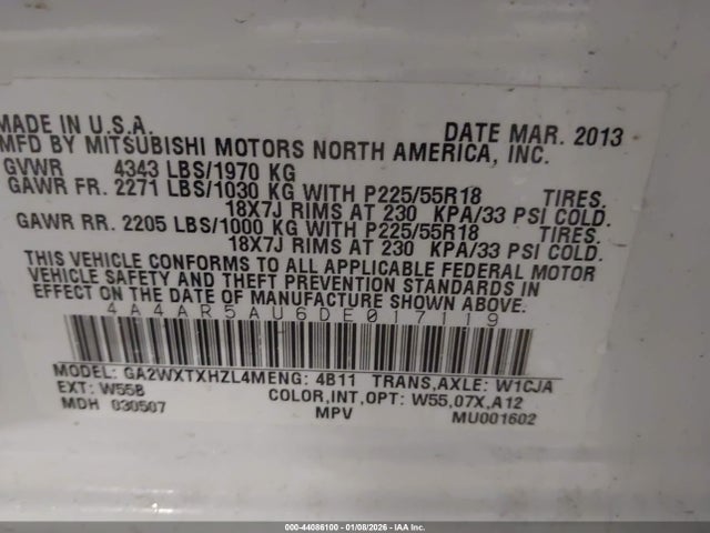 2013 MITSUBISHI OUTLANDER SPORT 4A4AR5AU6DE017119 Photo 8