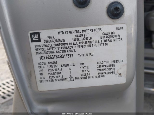 2004 CADILLAC ESCALADE 1GYEC63T64R311577 Photo 8