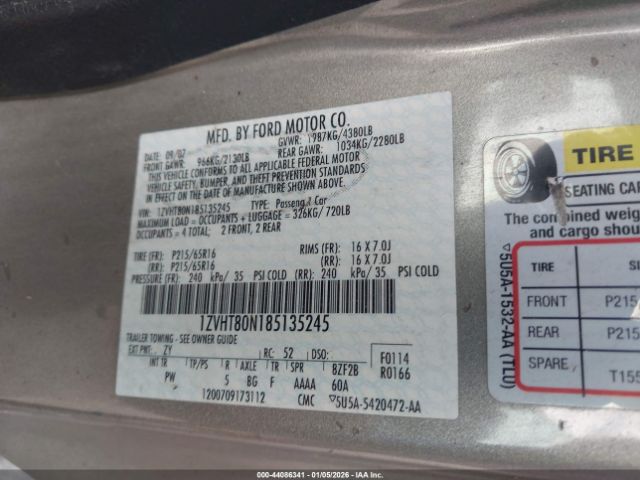 2008 FORD MUSTANG 1ZVHT80N185135245 Photo 8