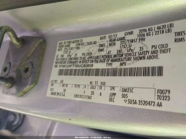 2013 FORD ESCAPE 1FMCU0F71DUC80608 Photo 8