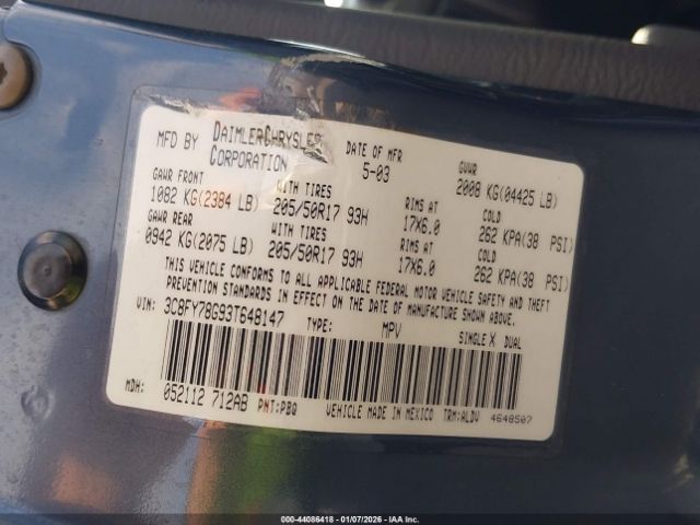 2003 CHRYSLER PT CRUISER 3C8FY78G93T648147 Photo 8