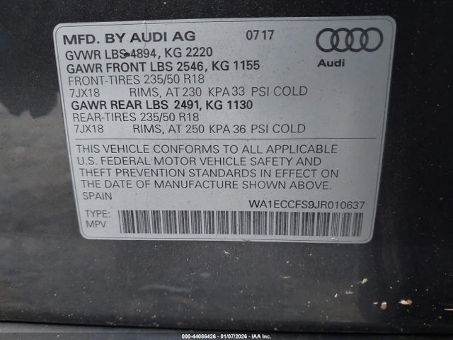 2018 AUDI Q3 WA1ECCFS9JR010637 Photo 8