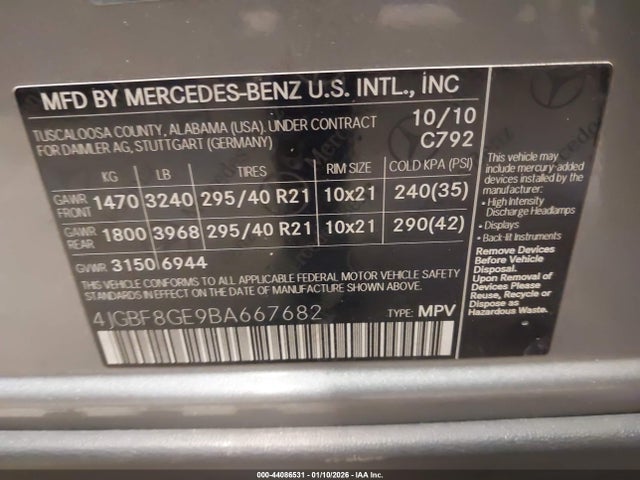 2011 MERCEDES-BENZ GL 550 4JGBF8GE9BA667682 Photo 8