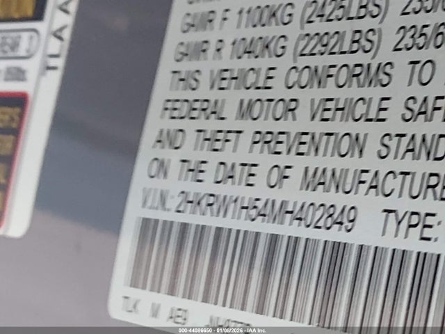 2HKRW1H54MH402849 Honda Cr-v 2wd Ex