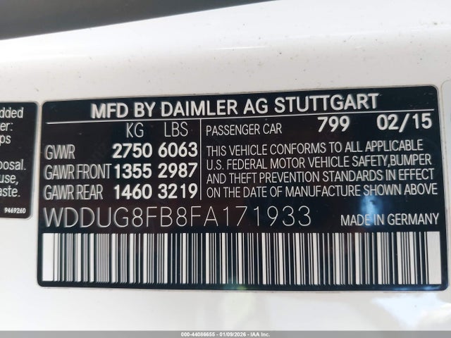 2015 Mercedes-benz S 550 4matic მანქანა იყიდება აუქციონზე, vin: WDDUG8FB8FA171933, აუქციონის ნომერი: 44086655