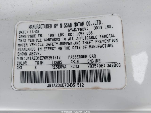 2006 NISSAN 350Z JN1AZ34E76M351512 Photo 8