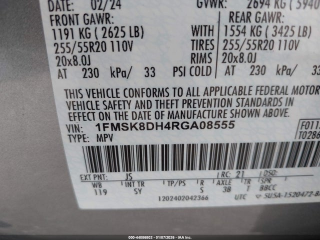 2024 FORD EXPLORER 1FMSK8DH4RGA08555 Photo 8