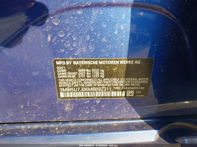 2021 BMW 3 SERIES 3MW5U7J06M8B92311 Photo 8