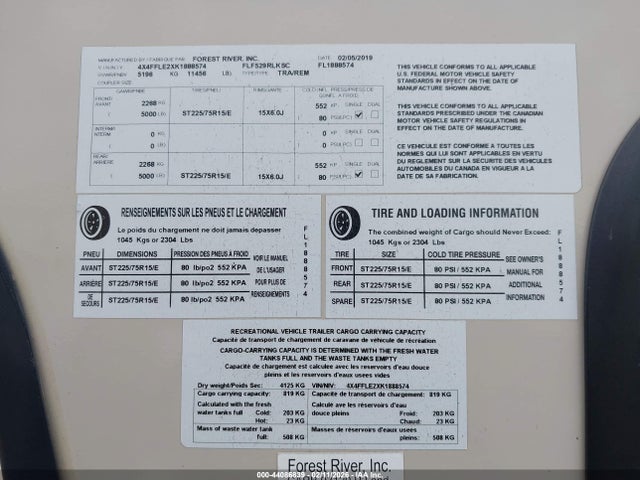 Продаж на аукціоні авто 2019 Flagstaff Other, vin: 4X4FFLE2XK1888574, номер лоту: 44086839