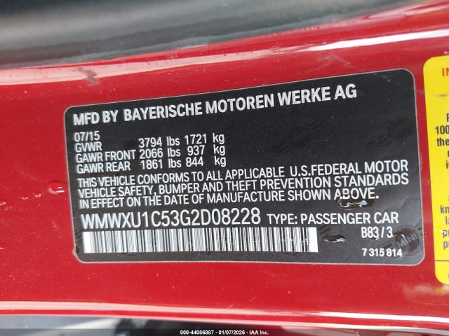 2016 MINI HARDTOP WMWXU1C53G2D08228 Photo 8