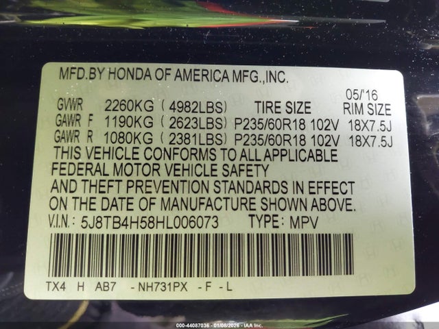 Продажа на аукционе авто 2017 Acura Rdx Technology   Acurawatch Plus Packages/w/technology Package, vin: 5J8TB4H58HL006073, номер лота: 44087036