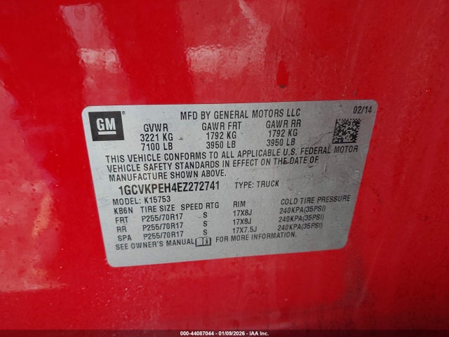 1GCVKPEH4EZ272741 Chevrolet Silverado 1500 Work Truck 1wt