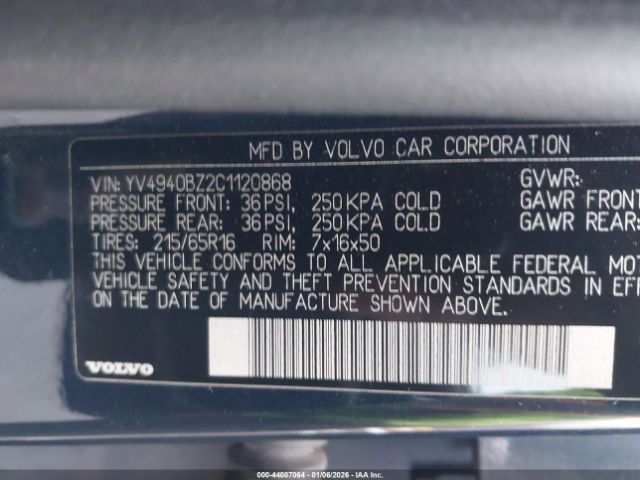 2012 VOLVO XC70 YV4940BZ2C1120868 Photo 8