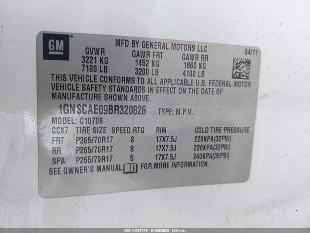 2011 CHEVROLET TAHOE 1GNSCAE09BR320826 Photo 8