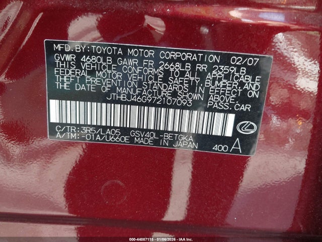 2007 LEXUS ES 350 JTHBJ46G972107093 Photo 8