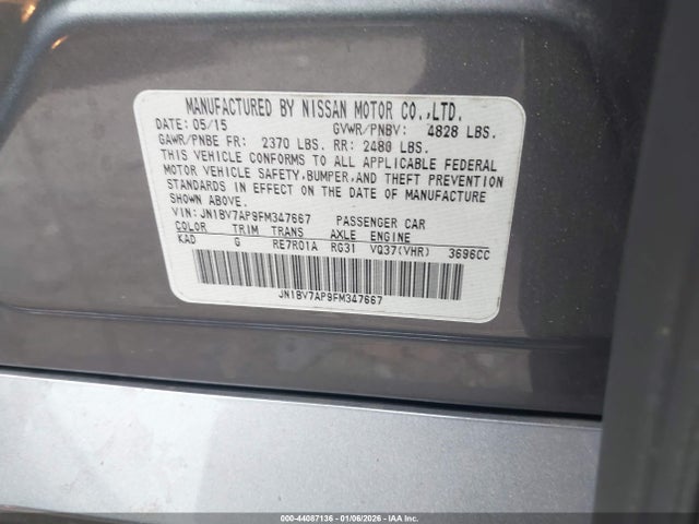 Aukcja sprzedaży 2015 Infiniti Q50 Premium, vin: JN1BV7AP9FM347667, numer aukcji: 44087136