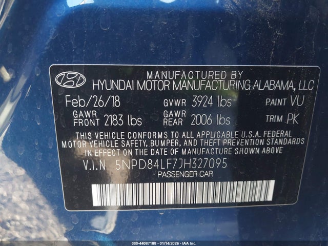5NPD84LF7JH327095 Hyundai Elantra Value Edition
