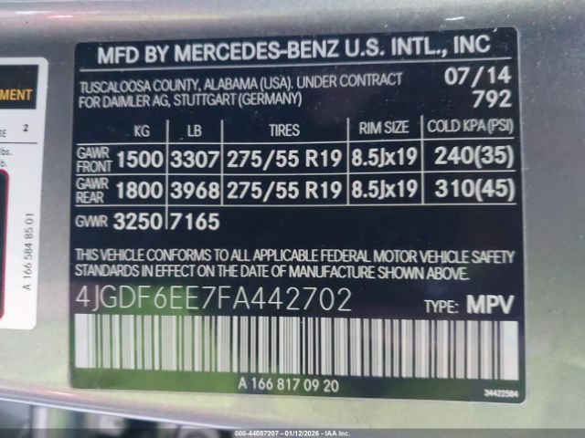 2015 MERCEDES-BENZ GL 450 4JGDF6EE7FA442702 Photo 8