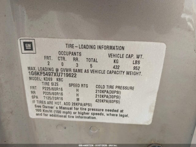 1999 CADILLAC DEVILLE 1G6KF5497XU719622 Photo 8