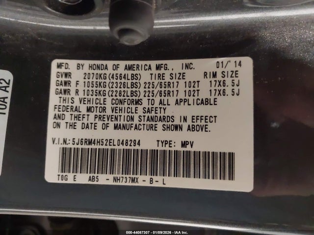 Honda CR-V EX 2014 5J6RM4H52EL048294 Image 9