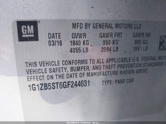 1G1ZB5ST6GF244631 Chevrolet MALIBU LS