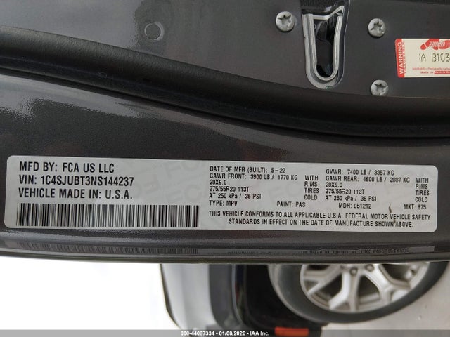 2022 JEEP WAGONEER 1C4SJUBT3NS144237 Photo 8