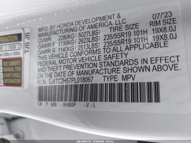 Aukcja sprzedaży 2023 Acura Rdx Technology Package, vin: 5J8TC2H57PL018067, numer aukcji: 44087378