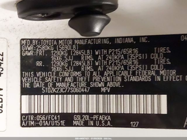 2007 TOYOTA SIENNA 5TDZK23C77S060447 Photo 8