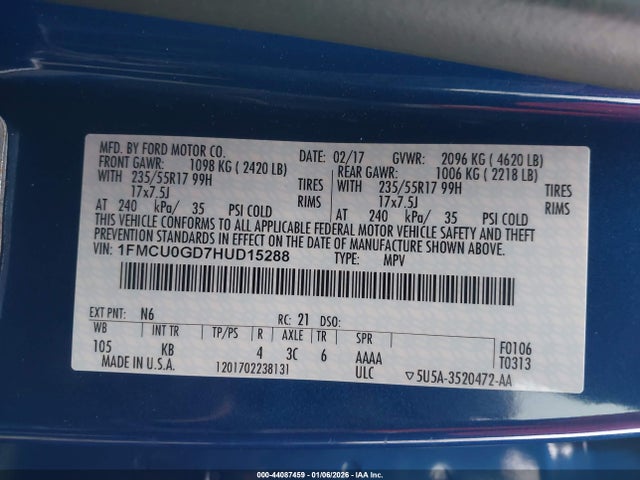1FMCU0GD7HUD15288 Ford ESCAPE SE
