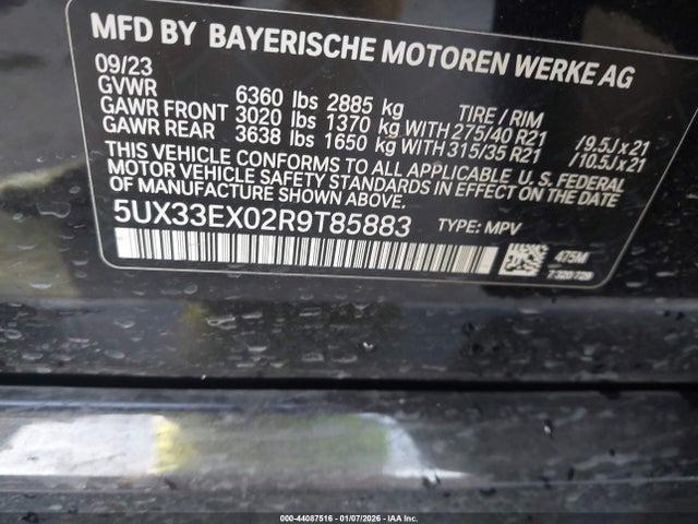 44087516 :رقم المزاد ، 5UX33EX02R9T85883 vin ، 2024 Bmw X6 Xdrive40i مزاد بيع