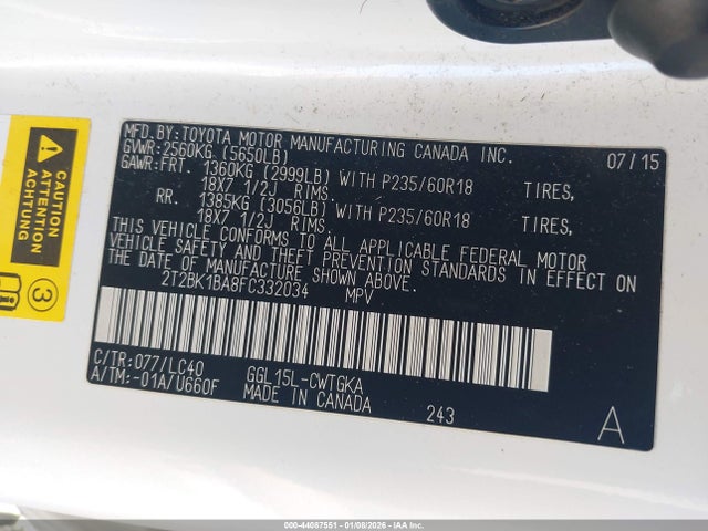 Aukcja sprzedaży 2015 Lexus Rx 350, vin: 2T2BK1BA8FC332034, numer aukcji: 44087551