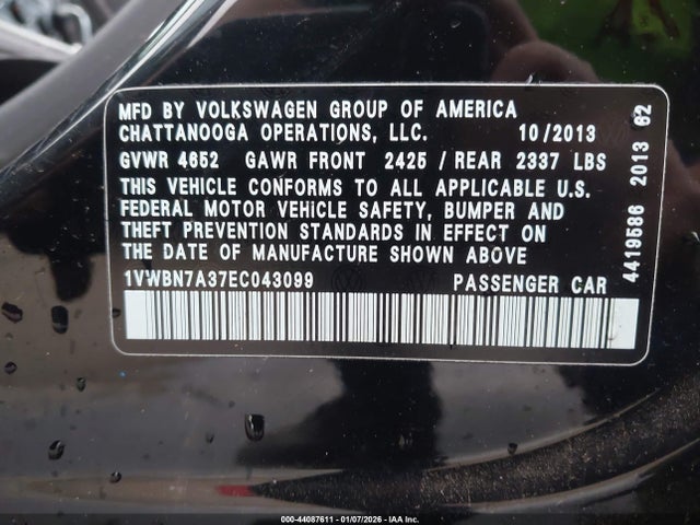 Volkswagen Passat 2.0l Tdi Se 2014 1VWBN7A37EC043099 Image 9