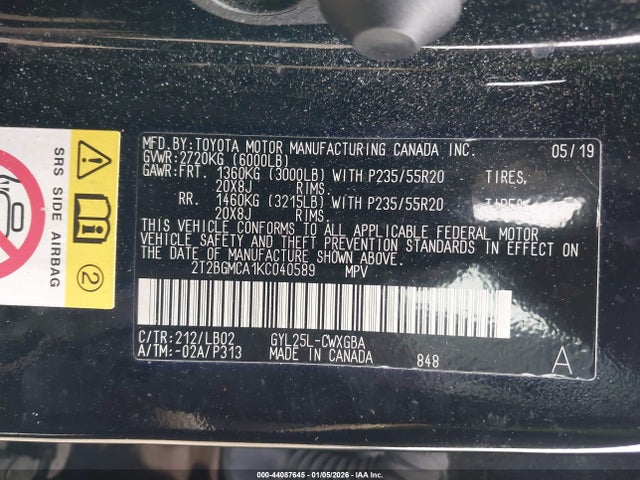 2T2BGMCA1KC040589 Lexus RX 450H