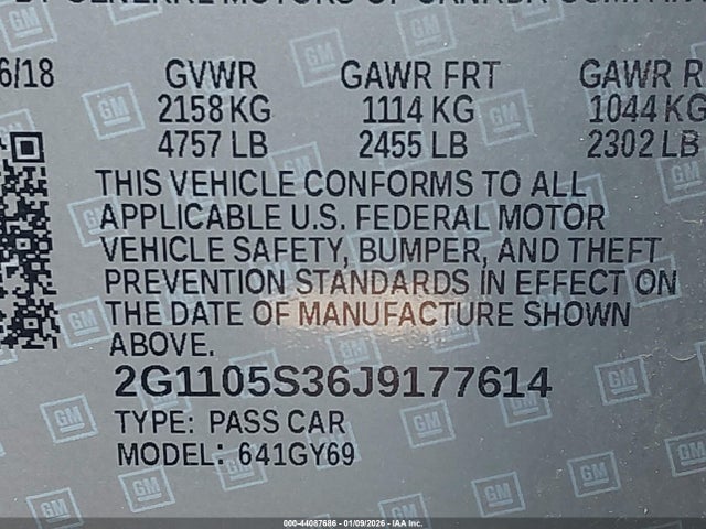 2018 CHEVROLET IMPALA 2G1105S36J9177614 Photo 8