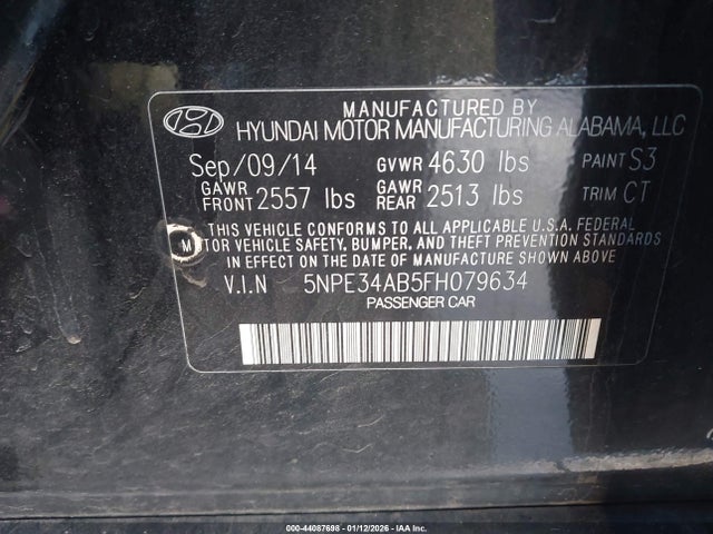 5NPE34AB5FH079634 Hyundai Sonata Sport 2.0t