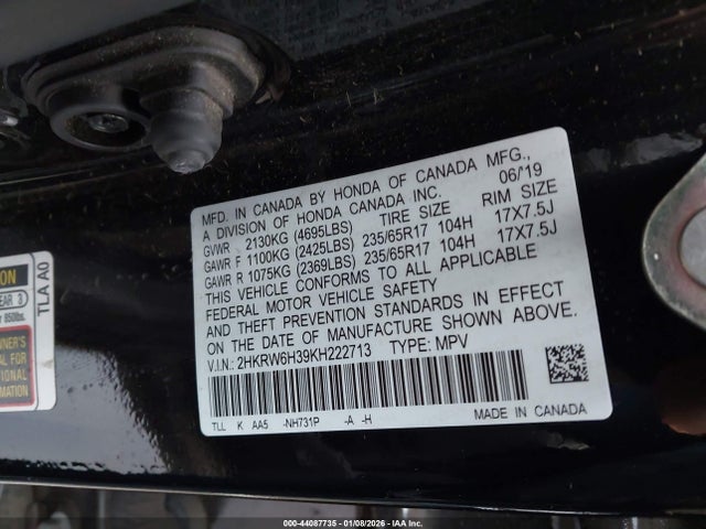 2HKRW6H39KH222713 Honda CR-V LX