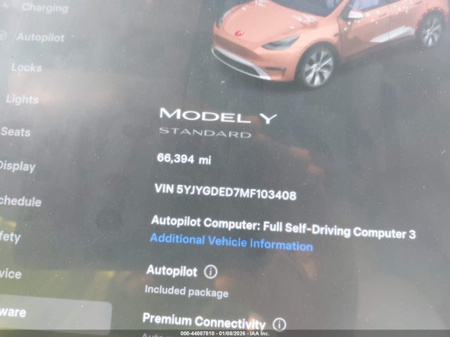 Aukcja sprzedaży 2021 Tesla Model Y Standard Range Rear-wheel Drive, vin: 5YJYGDED7MF103408, numer aukcji: 44087810