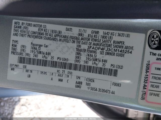 2012 FORD FIESTA 3FADP4FJ3CM145254 Photo 8