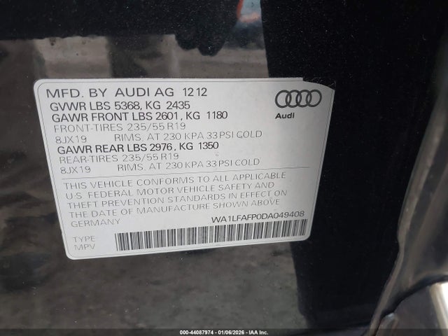 2013 AUDI Q5 WA1LFAFP0DA049408 Photo 8