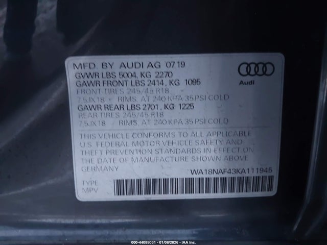 WA18NAF43KA111945 Audi A4 Allroad 45 Premium