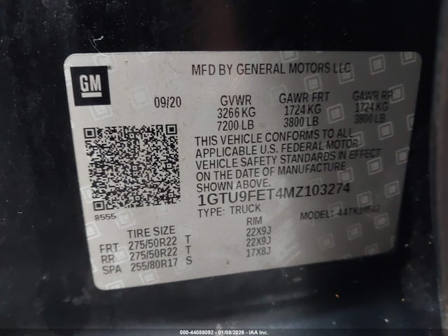 Aukcja sprzedaży 2021 Gmc Sierra 1500 4wd  Short Box Denali, vin: 1GTU9FET4MZ103274, numer aukcji: 44088092