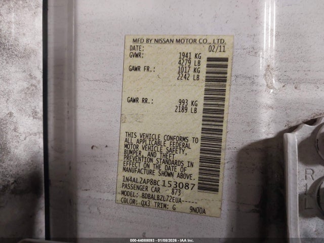 2011 NISSAN ALTIMA 1N4AL2AP8BC153087 Photo 8