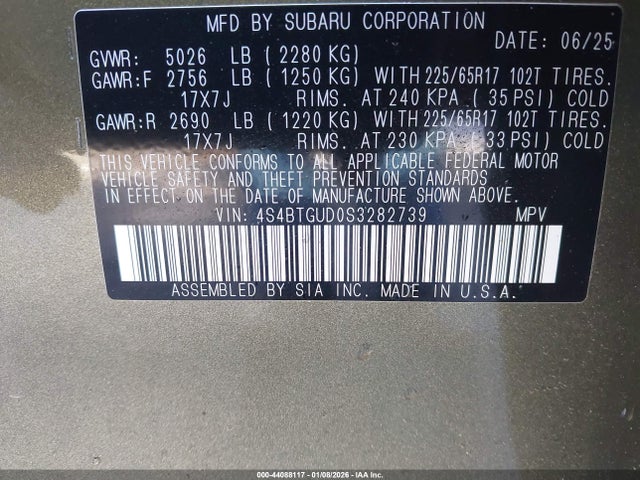 Продажа на аукционе авто 2025 Subaru Outback Wilderness, vin: 4S4BTGUD0S3282739, номер лота: 44088117