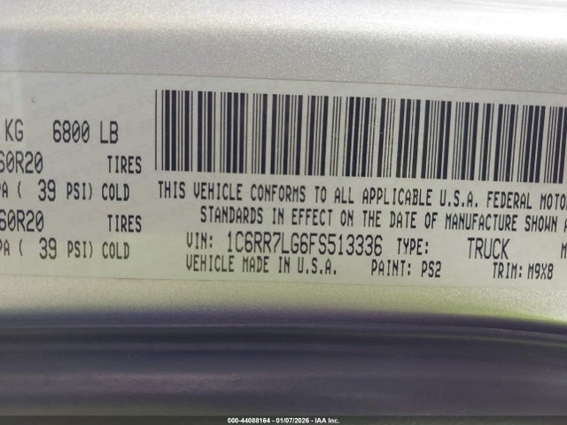 1C6RR7LG6FS513336 RAM 1500 Big Horn