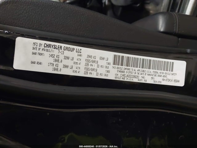 2013 Dodge Durango Sxt მანქანა იყიდება აუქციონზე, vin: 1C4RDJAG5DC696291, აუქციონის ნომერი: 44088240