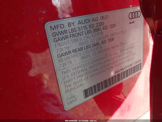 WA1BUCF31M1139466 Audi Q3 Premium Plus 40 Tfsi Quattro Tiptronic